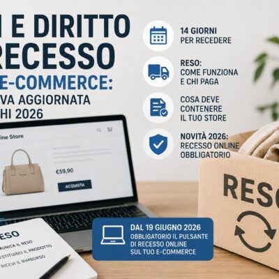 Resi e diritto di recesso negli e-commerce: normativa aggiornata e obblighi 2026